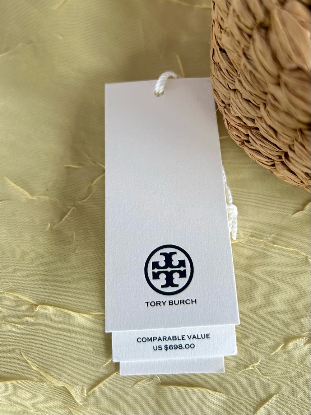 Tory Burch Natural Straw Crossbody with Black Trim and Gold Chain - Picture 5 of 13